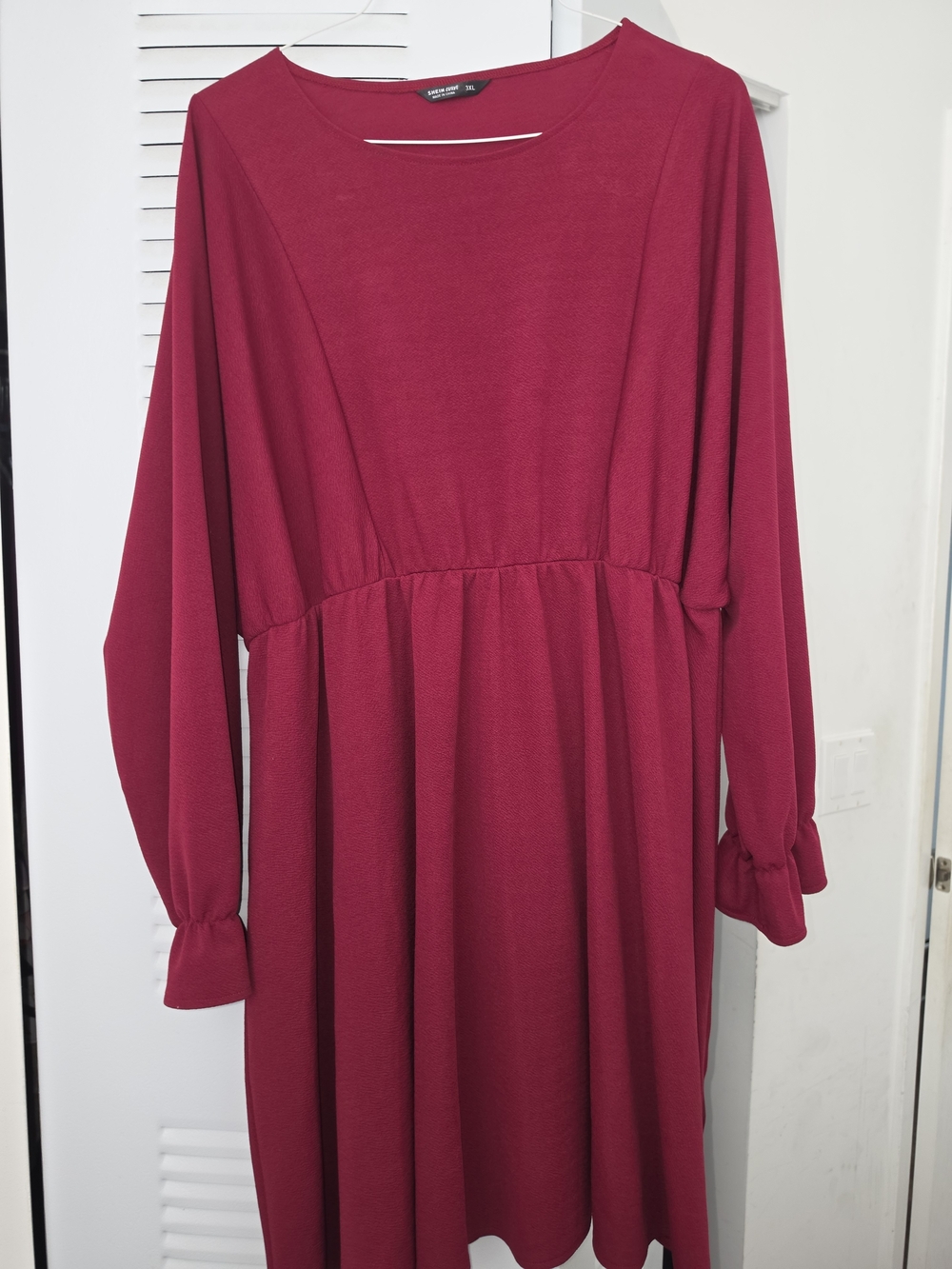 SHEIN Long Sleeve Babydoll Dress - Raspberry